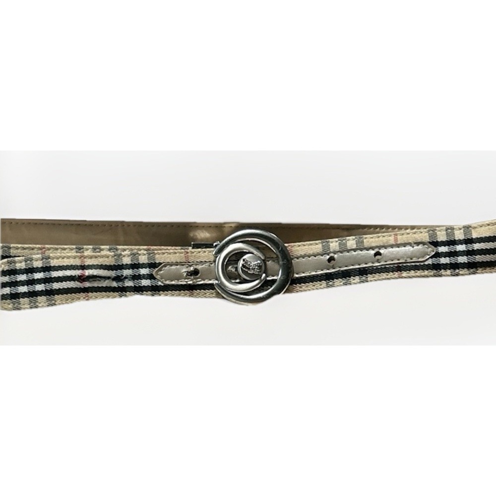 BURBERRY Canvas Belt Nova Check Plaid Made in Italy D-Ring Size 32 See Pics